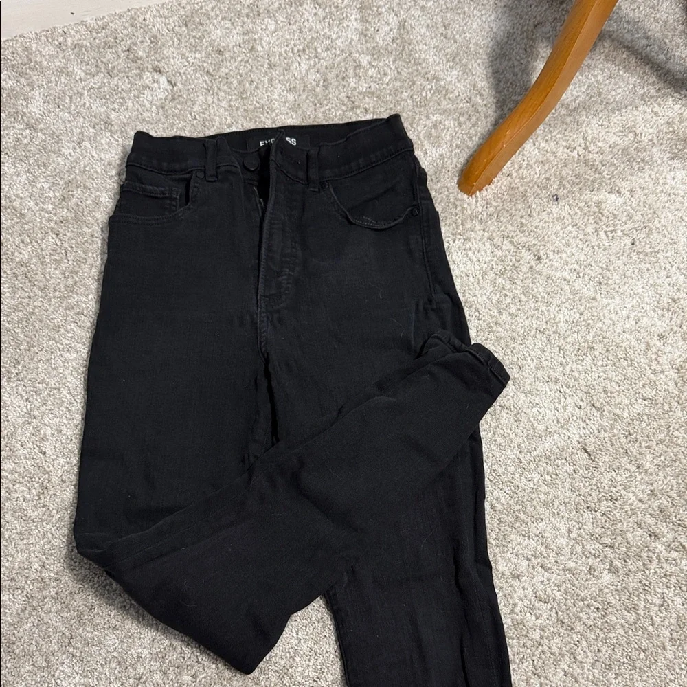 Express Men's Dark Black Skinny Jeans - Picture 1 of 3